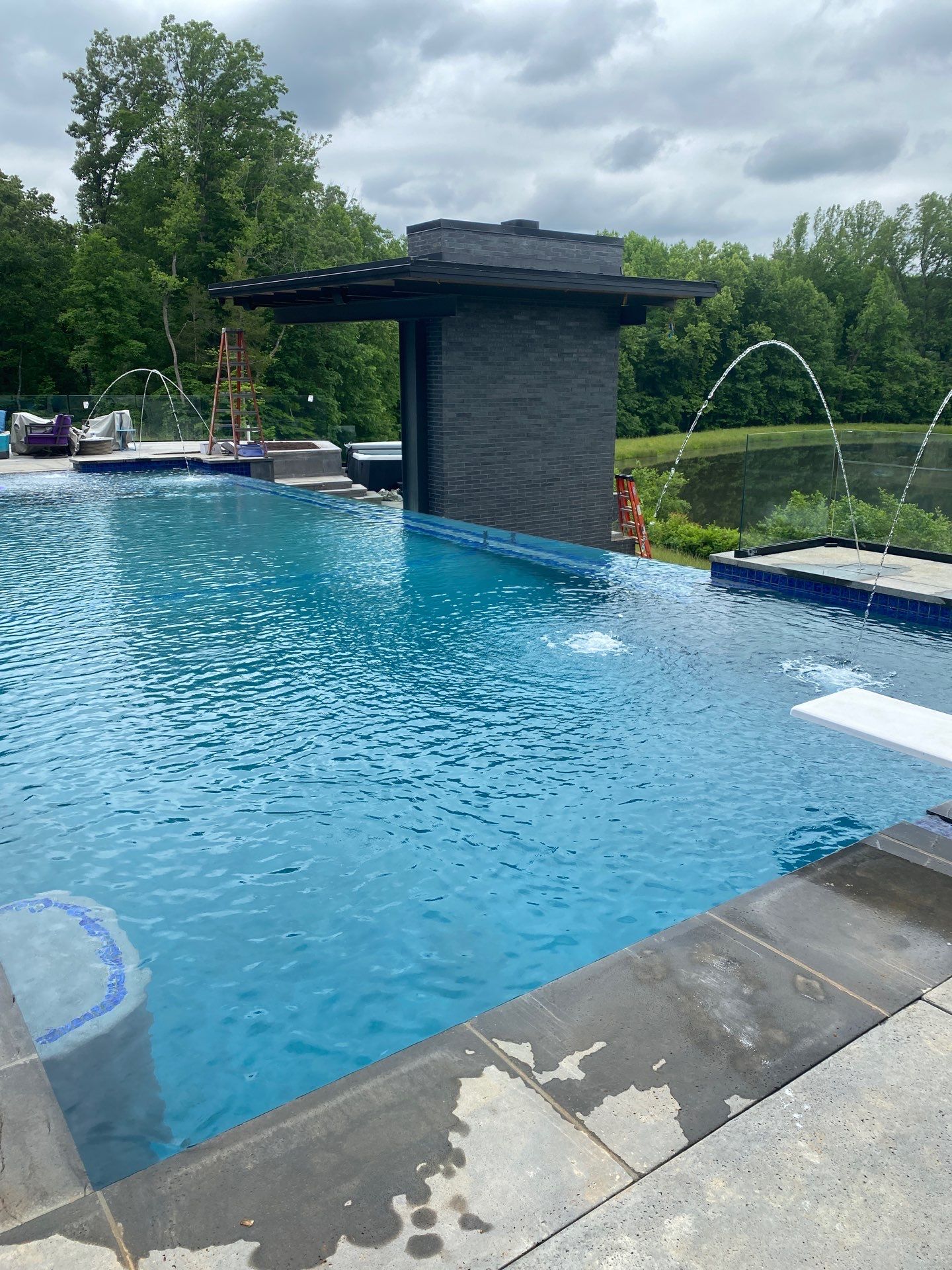 residential pool with water features