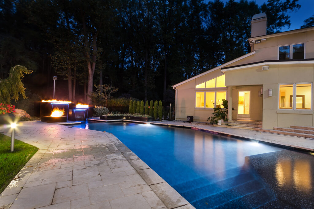 custom pool with uplights