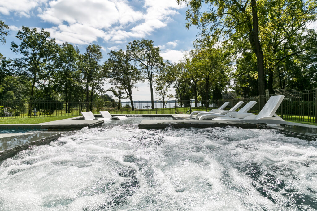 custom backyard pool water jets