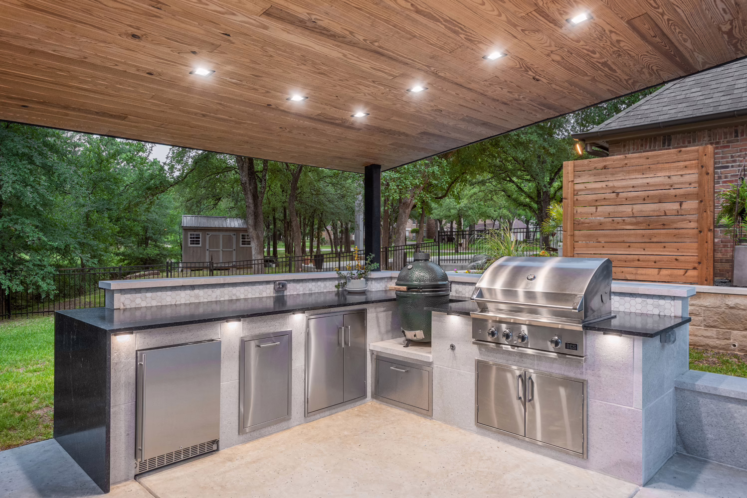outdoor kitchen and built-in grill